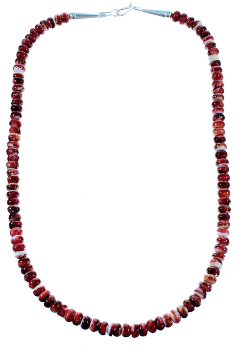 Southwest Sterling Silver Red Oyster Shell Bead Necklace SX106663